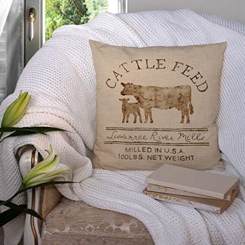 Ssoiu Cattle Feed Theme Farmhouse Decorative Throw Pillow Covers For Sofa Couch Home Decoration 18X18 Inches #TOP2