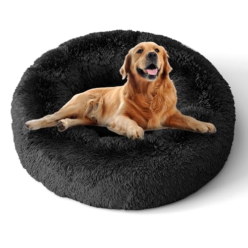 XKISS hundebett flauschig [mit waschbarem Bezug] original-[M，80cm，Dunkelgrau] Hundebett Fluffy,Flauschiges Hundebett für große,mittelgroße & kleine Hunden, hundebett waschbar,hundekörbchen.……