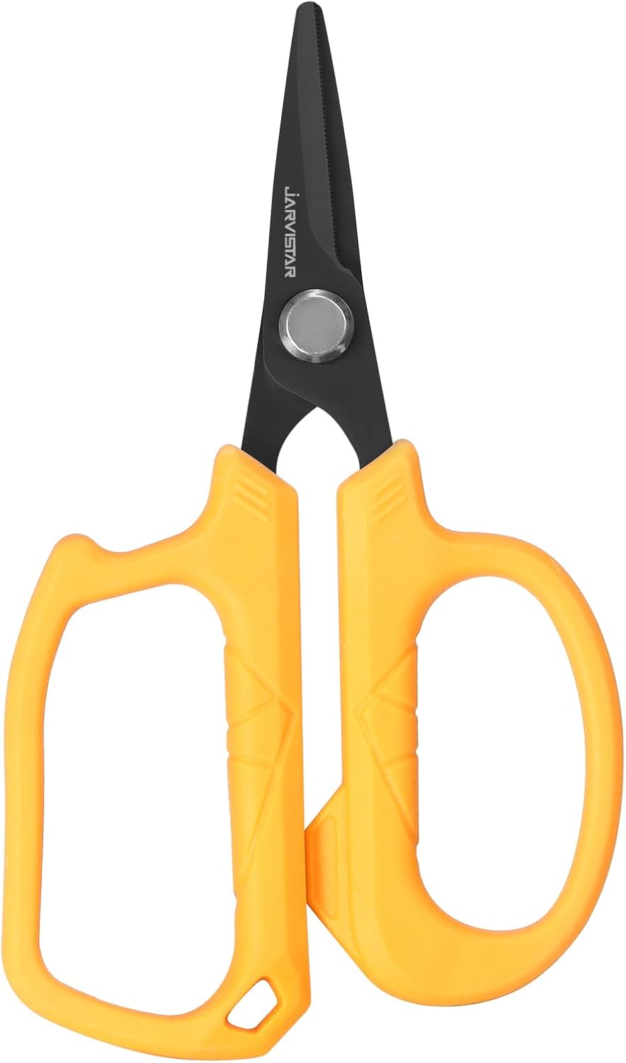 JARVISTAR 4.65" Fishing Scissors - Heavy Duty Line Cutter with Spring Clip Keychain, Dual Serrated Stainless Blades - Cuts Braided, Mono & Fluorocarbon Lines for Saltwater & Freshwater Orange
