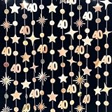 Champagne Gold 40th Birthday Decorations Number 40 Circle Dot Twinkle Star Garland Streamer Banner Backdrop for Women Mens Cheers to 40 Years Old Birthday Happy 40th Anniversary Party Supplies - Image 4
