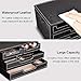 KINGFOM PU Leather Desk Organizer with 4 Drawers Small, Desktop Organizer Drawer for Office Supplies Accessories, Stationery Storage Box Bills Collection Holder Black