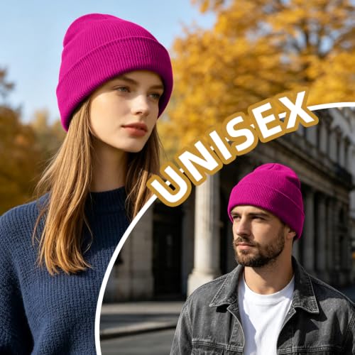 Image of ZOORON Beanie for Men Women Slouchy Winter Beanie Hats Cuffed Skull Caps
