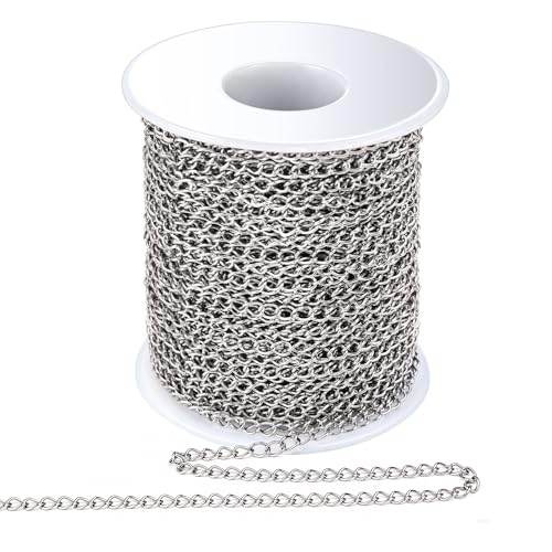 82Feet/25M Stainless Steel Curb Chain,3mm Soldered 304 Stainless Steel Curb