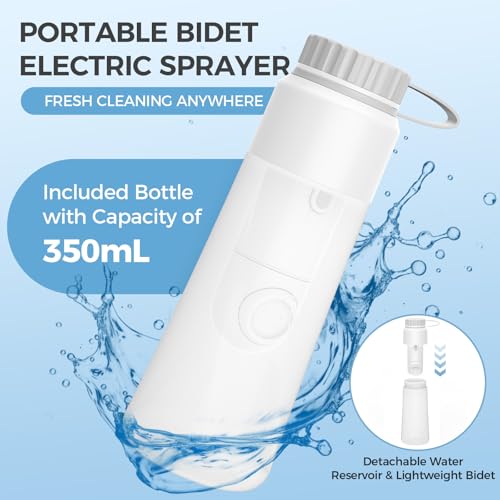 Portable Bidet for Travel, Rechargeable Electric Handheld Bidets with 2 Spray Modes - IPX7 Waterproof, 350 ML Travel Bidet for Women Men Baby Cleaning - Thumbnail 2