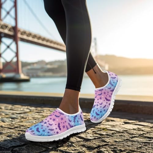Image of Floral Sneakers for Women Colorful Art Shoes for Women Slip On Casual Work Shoes