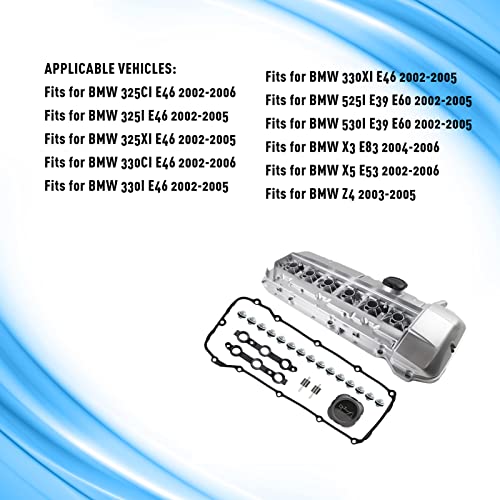 Copachi Aluminum Engine Valve Cover Sets With Gasket Oil Cap Replace Oe 11127512839 11-12-7-512-839 Fits For Bmw 325I 330I 525I X3 X5 Z4 E46 E39 E60 E83 E53 2003-2006 #TOP1