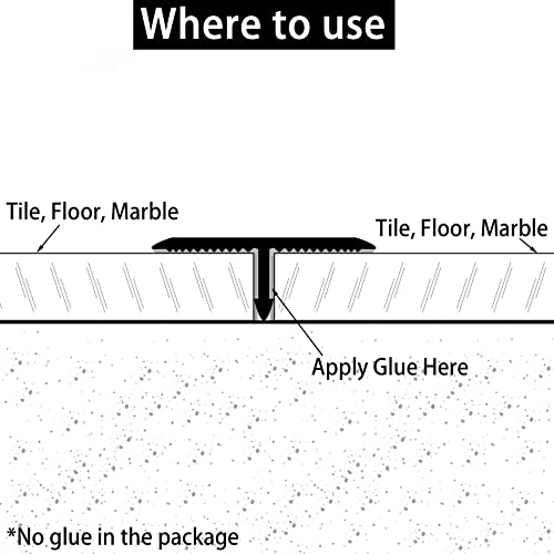 3Pcs Aluminum T Molding Trim & Floor Transition Strips, Flat Divider Strip for Door Threshold and Joining Flooring Gaps of Laminate Planks Tile (2.9Ft x 0.8In, Matte Black) - Image 6