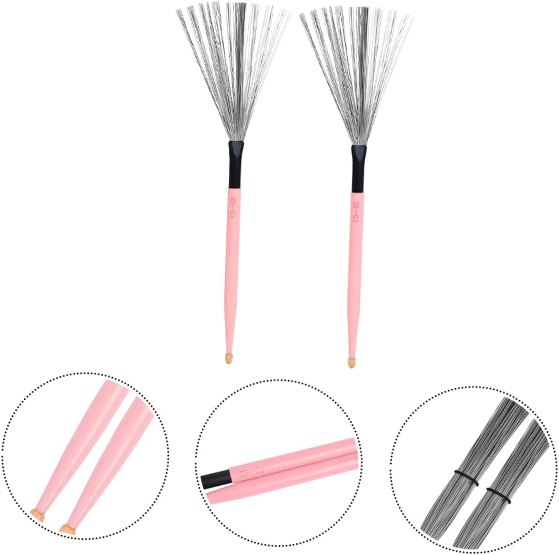 Hemoton Maple Drum Brushes Double-Headed Design Convenient Snare Wire Sticks for Jazz Drums and Percussion Instruments