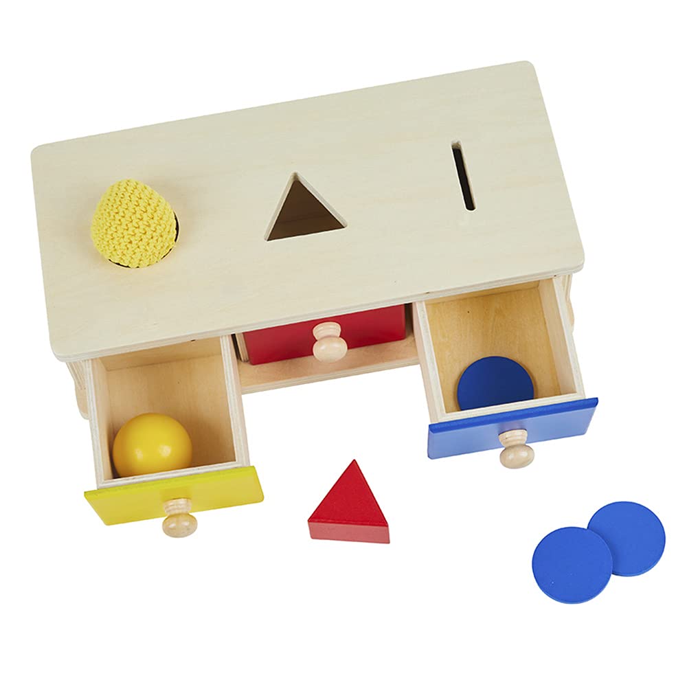 Kghios Montessori Aufbewahrungsbox für Münzen mit Schublade, 4 in 1, Montessori, Kinderspielzeug für Kleinkinder, Materialien für Babys von 6 bis 12 Monaten, Spielzeug für Kinder