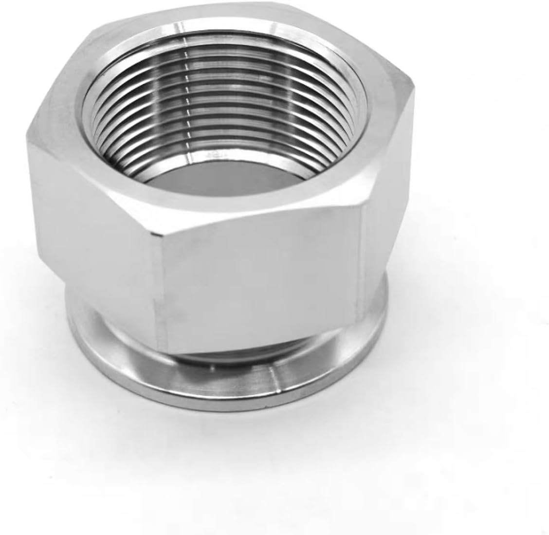 64mm Clamp End x 1-1/2" Female NPT Sanitary Adapter,Tri Clamps Hexagonal Adaptor, 304 Stainless Steel (64mm x 1.5" NPT)