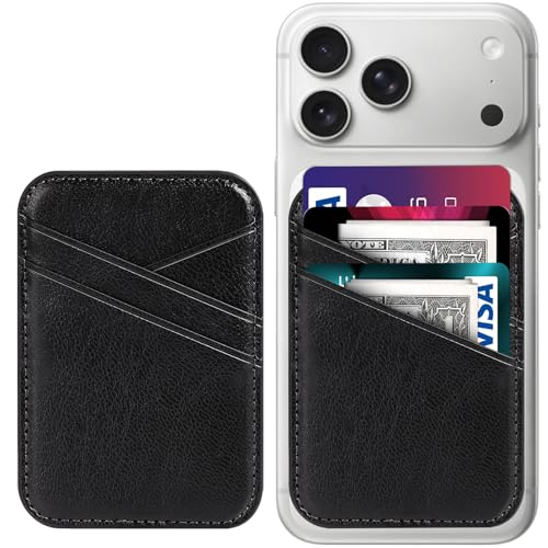 Miroddi for MagSafe Wallet, Magnetic Wallet for iPhone 17/16/15/14/13/12 Series, 0.12” Ultra-Thin Leather Magnetic Phone Card Holder, 3 Card Slots, Fits 3 Cards, Crazy Horse Leather, Black