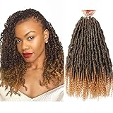 6 Packs Bomb Twist Crochet Hair 14 Inch Spring Twist Crochet Braids Pre-looped Mini Passion Twist Braiding Hair Senegalese Spring Twist Nubian Twist Kinky Curly Synthetic Hair Extensions (T27#)