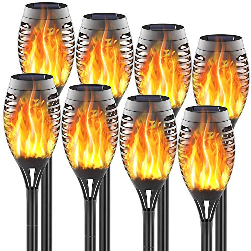 FITSAN 8Pack Mini Solar Torch Lights, 12 LED Solar Lights Outdoor Torches Flickering Flames, Waterproof Landscape Decoration Lighting for Garden Pathway Patio, Dusk to Dawn Auto On/Off