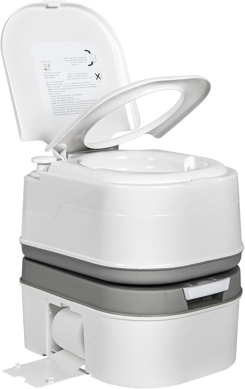 YITAHOME Portable Toilet 6.34 Gallon Camping Porta Potty with Paper and Detergent Collection, Leak-Proof Outdoor RV Porta Potty with Level Indicator, Rotating Spout, for Boating, Hiking, Trips, White