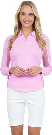 IBKUL Sun Protective UPF 50+ Icefil Cooling Tech Adjustable Length Long Sleeve Polo 48000