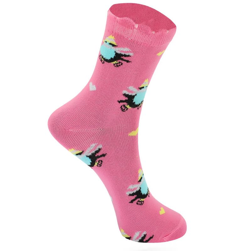 Image of Kids Girls Socks | Soft Cotton, Comfortable, Multicolor Printed Socks for Girls - Pack of 5 Pairs