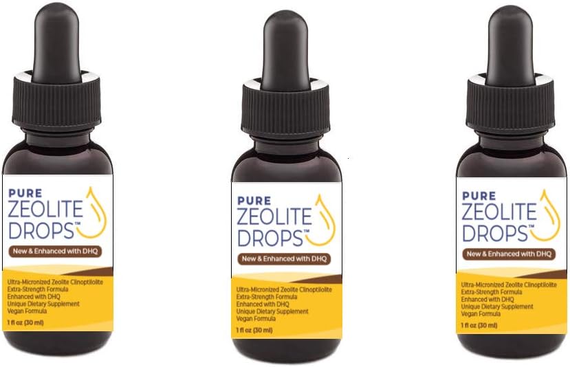 3 Pack Fulvic and Humic Acid Immune Gut Support Easy to Take 100% Bioavailable Pure Liquid Zeolite Suspension Enhanced with DHQ, Natural Immune System Modulator