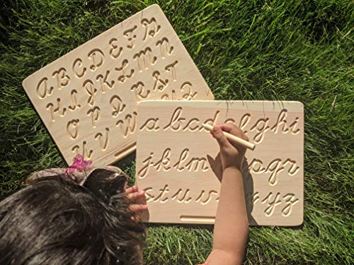 CosmoKool Montessori Educational Motor Development Boards | Alphabet ABC Cursive Tracing Board Cursive