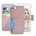 iPhone 8 plus Leather Wallet Case with Credit Cards Slot and Metal Magnetic, TAKEN Apple iPhone 7 plus Flip Cover, Vintage and Fashion, Durable and Shockproof Holster, 5.5 Inch (Rose Gold) 2017/2016