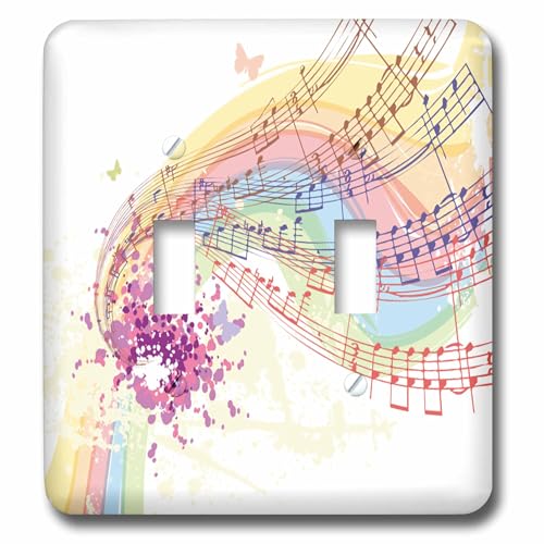 Notes de musique déco murale avec l'interrupteur double 3dRose pastel