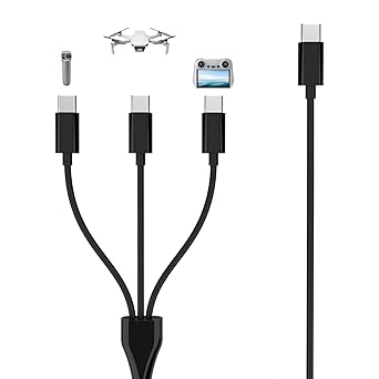 3 في 1 USB C إلى كابل شحن USB C ، سلك USB C متوافق مع DJI Mini 3 Pro ، Mavic 3 ، Air 2S, Avata Drone DJI FPV وحدة التحكم عن بعد وحدة التحكم في الحركة ملحقات البطارية شاحن الطاقة