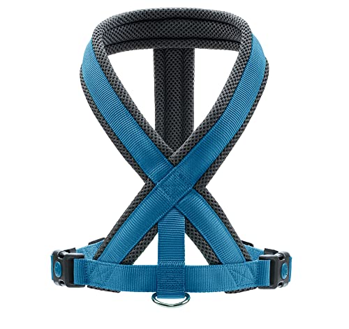 Hunter Hundegeschirr London Comfort, atmungsaktives 3D-Mesh, 2-Fach verstellbar, Sicherheitsverschluss, reißfest, leicht & pflegeleicht, Farbe: Hellblau, Größe: M