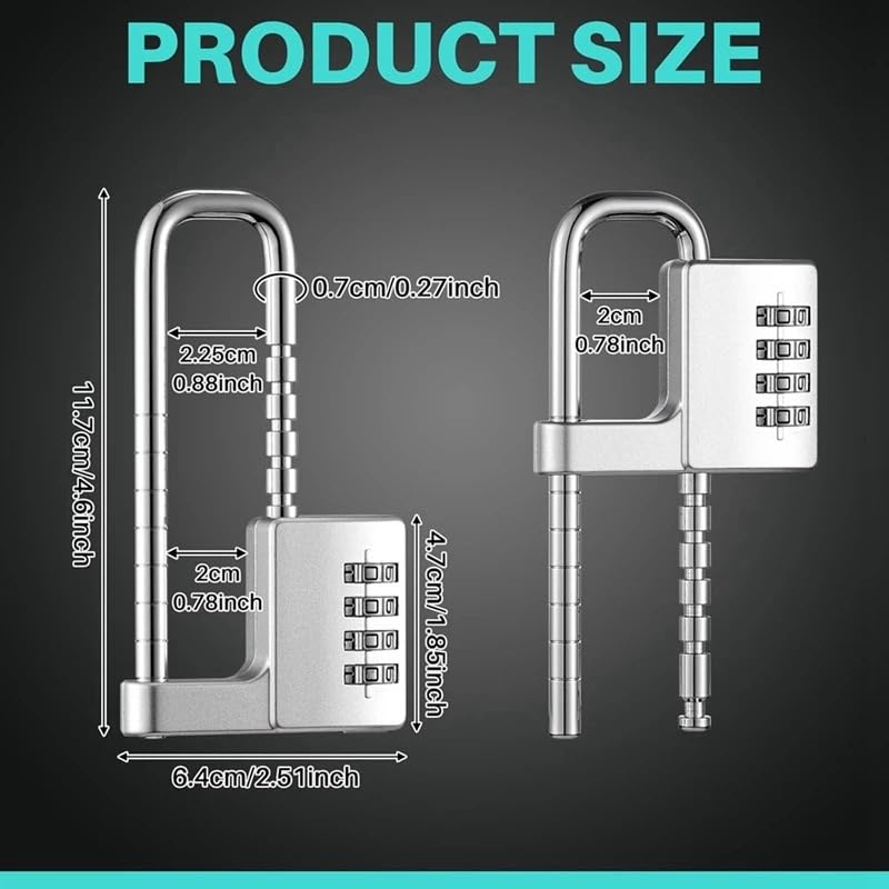 Vorhängeschloss 2 Pcs 4 Digit Combination Lock | Code Cabinet U Shaped Gym Locker Adjustable Padlock Long Shackle