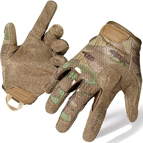 WTACTFUL Gloves for Men Full Finger Protection Airsoft Paintball Cycling Hunting Hiking Driving Climbing Work Gloves Camo Medium Cover