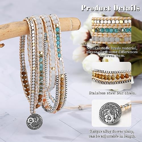 PLTGOOD Boho 5 Wrap Bead Bracelet for Men Women