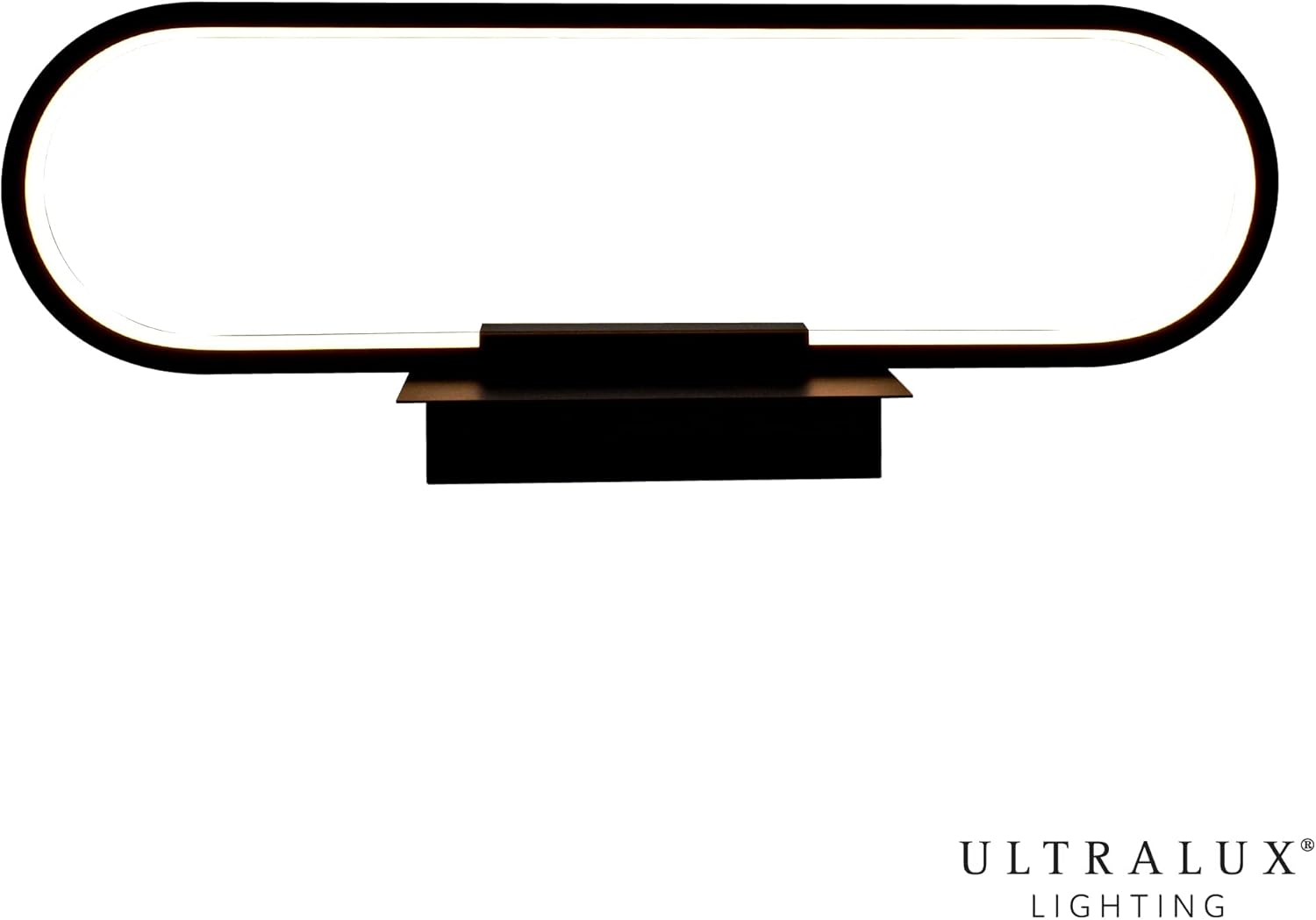 Ultralux Modern Hoop Edge Lit LED Vanity Light - 20 Inch Wall Mounted Modern Bathroom Light Fixture - 10W, 3000K & ETL Listed - Easy Install, Bright LED Vanity Mirror Light - (Matte Black)