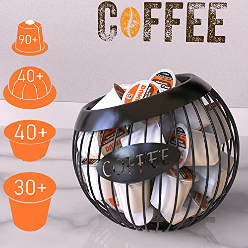 Kusovili Coffee Pod Holder, Large Capacity K Cup And Espresso Coffee Pod Organizer For Counter Coffee Bar, Metal Coffee Capsule Storage Basket #TOP2