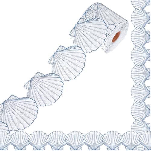 Marspark Seashell Bulletin Board Border 69 ft Blue Classroom Blue Bulletin Border Trim Coastal Beach Last Toast on The Coast Party Supplies for Back to School Chalkboard Whiteboard Decorations