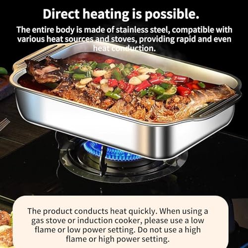 Miniatura 5 de Molde De Acero Inoxidable Para Hornear Recipiente Para Hornear Con Tapa Y Asa,Bandeja Para Rectangular Es, Pan, Galletas, Pizza, Horno, Cocina, Hogar, Fiesta, Cocción