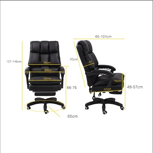 Miniatura 3 de Silla reclinable de piel de vaca, cómoda para el hogar, silla de oficina, reclinable, masaje de 7 puntos y reposapiés retráctil, rosa