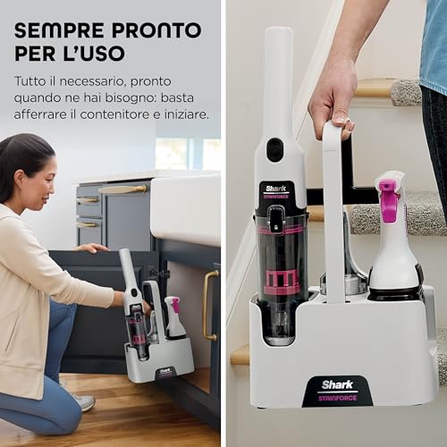 Shark Stainforce Pulitore Elettrico Senza Filo Leggero, Elimina Macchie E Odori Da Tappeti, Moquette, Tappezzeria, Scale, Auto. Con Cestello Di Stoccaggio, Accessori E Soluzione Detergente, HX100EUT - 7