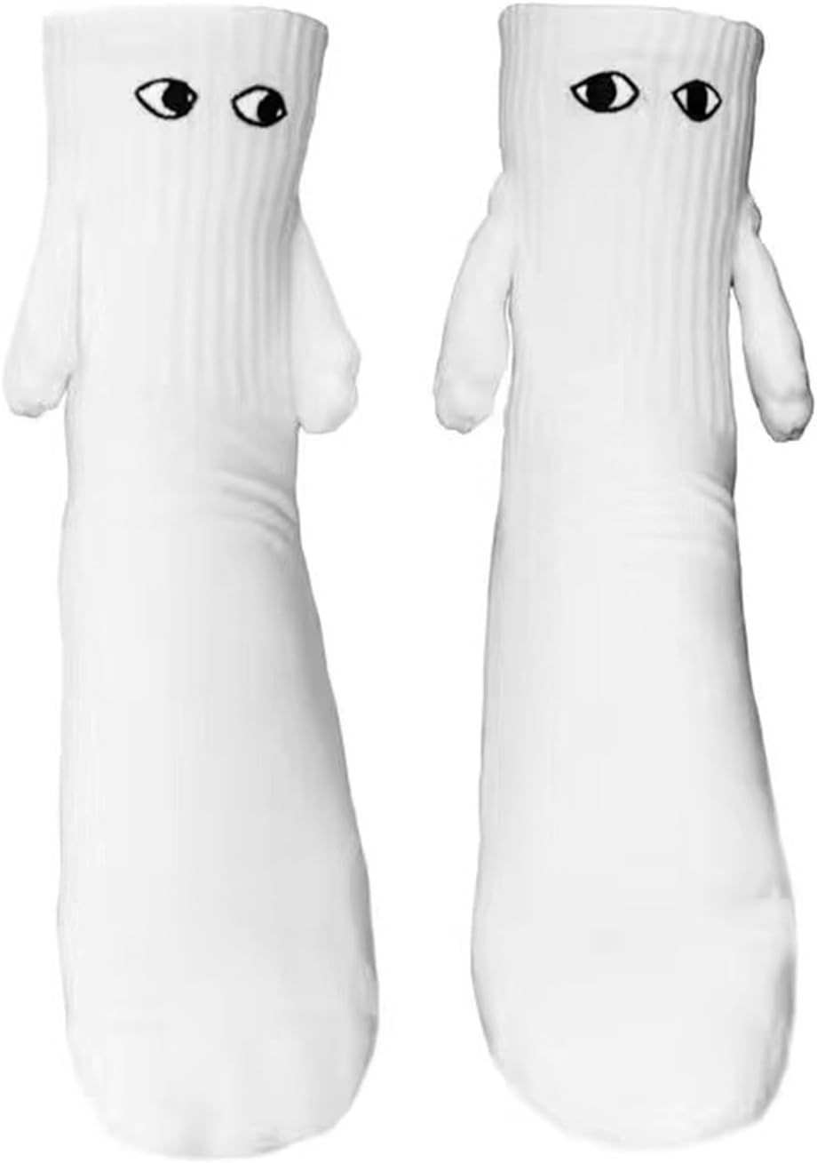 Novelty Couple Holding Hands Socks, Funny Women Men Magnetic Mid-Tube Socks for for Couples Friends Sisters Lovers