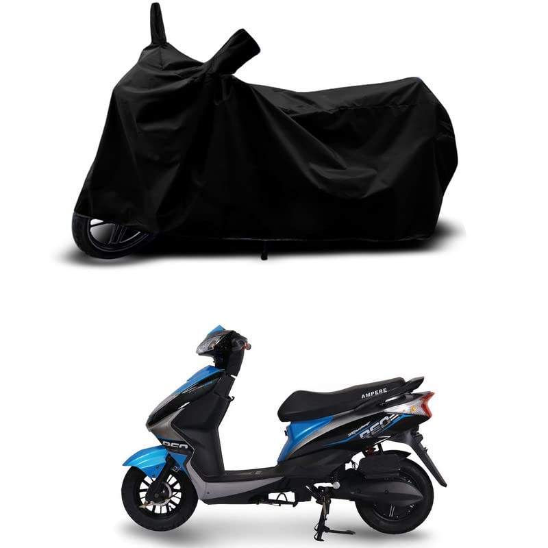 Image of 100% Scratchproof /UV-Rays /Heat Protection /Birds Dropping /Water Resistant /Dust Proof /Waterproof /Full Bike Scooty Two Wheeler Body Cover Compatible for Ampere REO All Varients[Black]