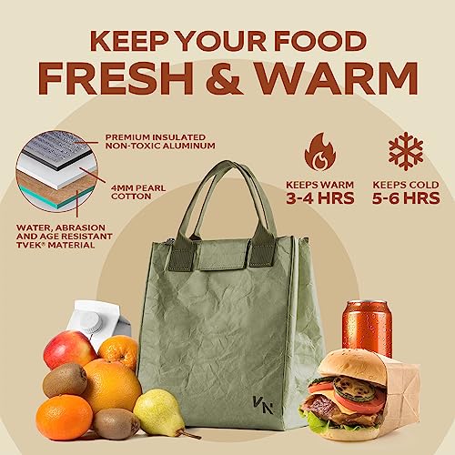 Aesthetic Green Lunch Bags For Women - Lunch Box - Timeless Design For Fashionable Girls - Cute Lunch Box - Reusable And Easy To Carry Womens Lunch Bag - Tyvek Material - Great For Everyday Use #TOP4