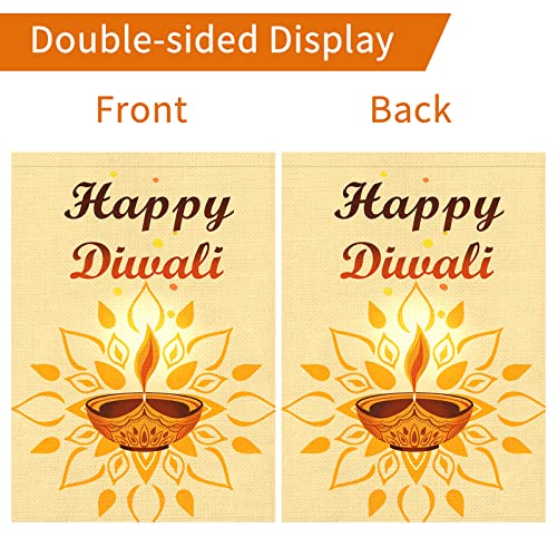 Heyfibro Happy Diwali Garden Flag Indian Festival Of Lights Oil Lamp Garden Flags 12X18 Inch Double Sided Burlap Vertical Diwali Yard Gift For Outdoor Decoration Sign(Only Flag) #TOP5