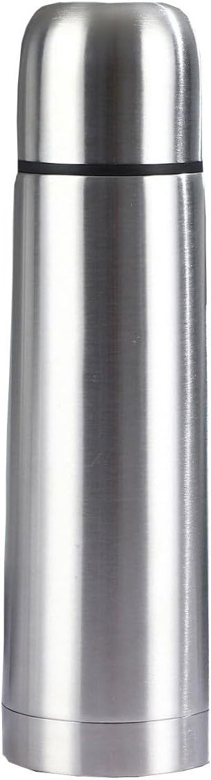 Botella térmica aislada con taza, termo de café de acero inoxidable para bebidas frías y calientes, botella de agua con vaso aislado al vacío, taza de viaje deportiva de doble pared (500 ml)