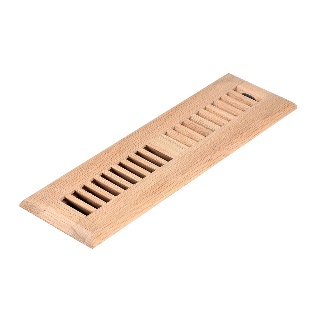 Homewell Red Oak Wood Floor Register, Drop in Vent Cover with Damper, 2x10 Inch, Unfinished