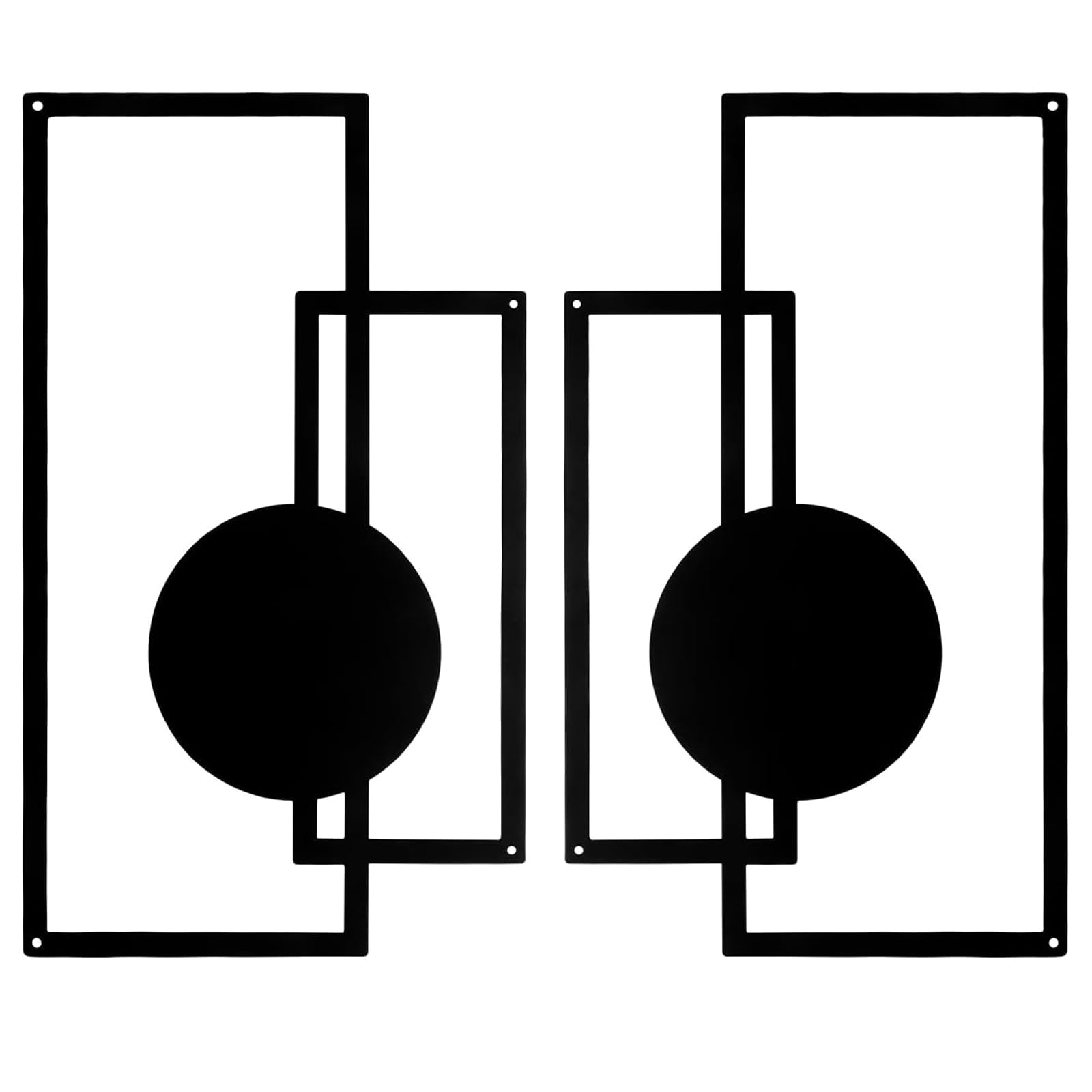 Modern Black Geometric Metal Wall Art Decor - Set of 2 Abstract Line Art Panels with 3D Shadow Effect for Living Room & Bedroom Decor - 43x25cm Each