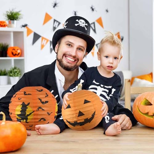 4 Stück Halloween Laterne Outdoor, Halloween Deko Papierlaterne Kinder – Bild 5