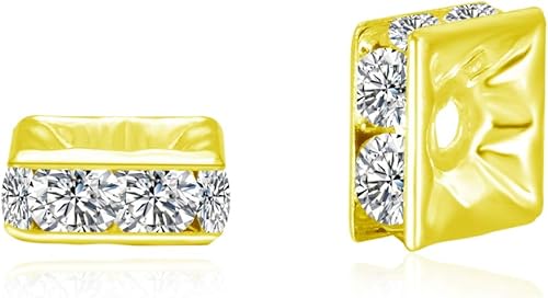 Miniatura 1 de 100 cuentas espaciadoras sueltas de cristal de grado A de Adabele de 0.39 pulgadas (0.394 in), metal de latón chapado en oro de 14 quilates para