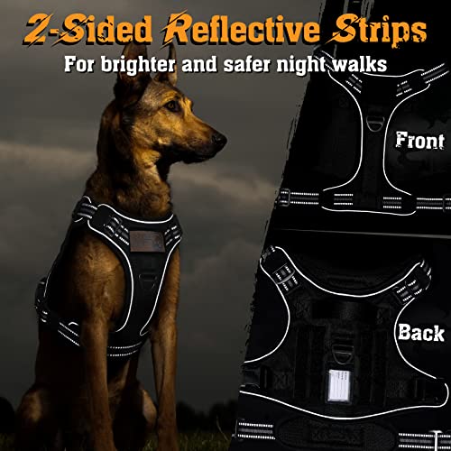 Rabbitgoo Tactical Dog Harness For Large Dogs, No-Pull Military Service Vest With Reflective Strips And Easy Control Handle For Running, Training, And Walking - Adjustable And Comfortable (Black L) #TOP7