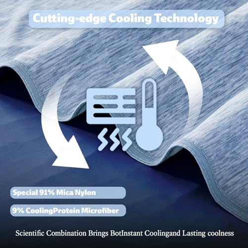 Image of Cooling Blanket Throw Size, Cooling Blankets for Hot Sleepers, Absorbs Heat to Keep Body Cool for Summer Nights Sweats, Cold Blanket for Bed Couch Sofa, Ice Blanket 50x70 Inches, Blue