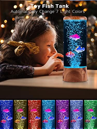 SENCU Kids Lava Lamp,Aquarium Lamp with Color Changing Mood Light,with 3 Bubble Fish Night Lights,for Home Office Living Room Decor Gifts Men Women Kids