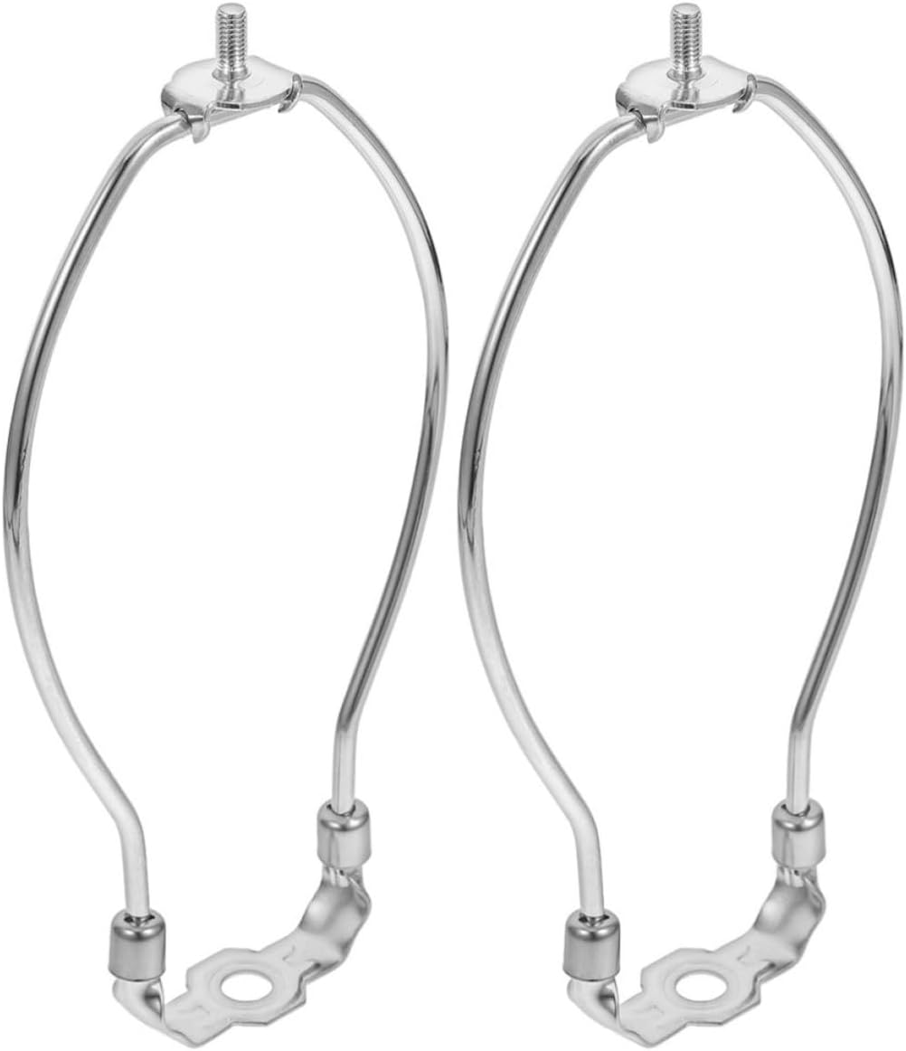 2pcs Adjustable Silver Iron Lamp Harp Holder with Horn Shaped Frame and Necessary Parts for Living Space and Work Environment Lamp Accessories Protecting Eyesight