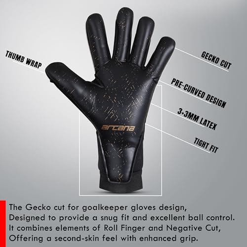 HHH Guantes de Portero de fútbol niños, jóvenes, Adultos y Hombres Guantes de Portero Profesionales de látex de 4 mm con absorción de Impactos y Palmas de Gran Agarre con Corte Gecko (Talla 6) - imagen 4