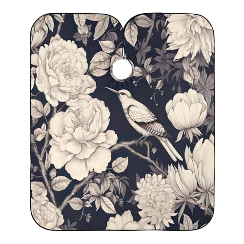 Capa profesional impermeable para corte de cabello White Flowers and Bird con cierre ajustable de broche para estilismo y peluquería miniatura 2